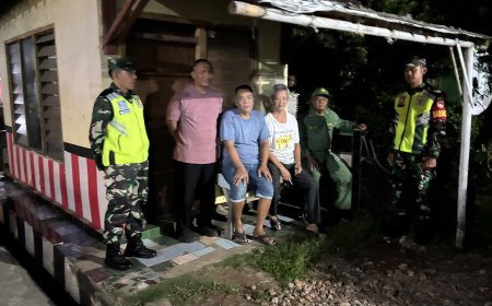 Koramil 02 Klampok Bersama Warga Dan Satlinmas Melaksanakan Kegiatan Siskamling